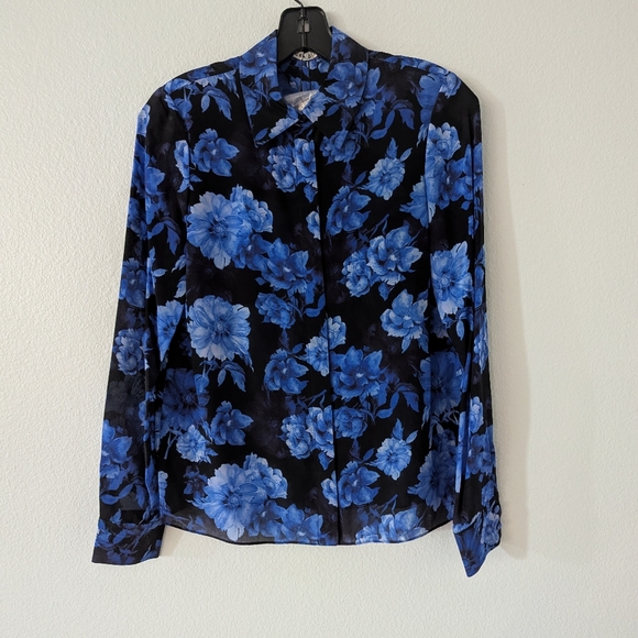 Alice + Olivia Blue Floral Shirt - Picture 1 of 1